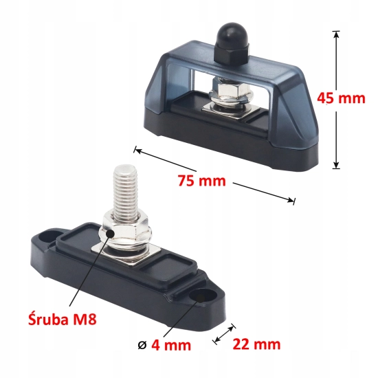 SŁUPEK DYSTRYBUCYJNY BUSBAR M8 MASA MASOWY MINUS