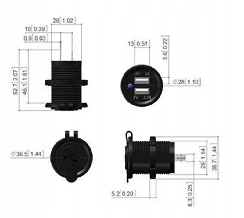 Prise USB 12 V (2 x 2,5 A) Trigano