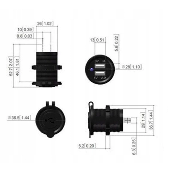 ŁADOWARKA 2x USB 3,1A 12V 24V GNIAZDO SAMOCHODOWE