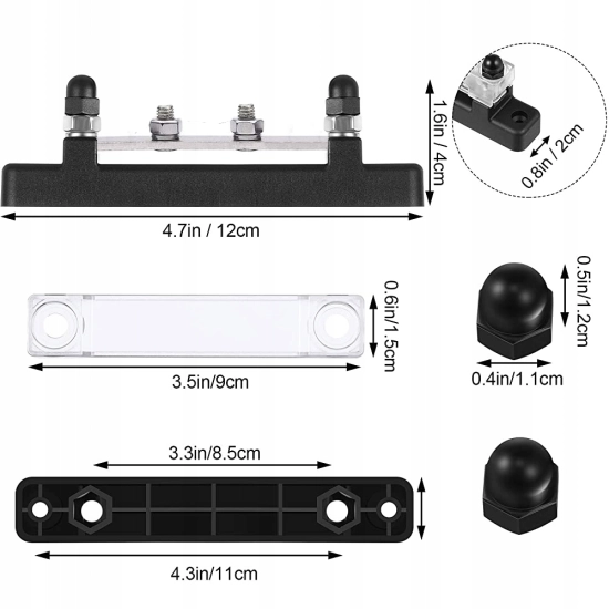 LISTWA BLOK MASY BUSBAR 150A SRUBY 4 x M6 POKRYWKA