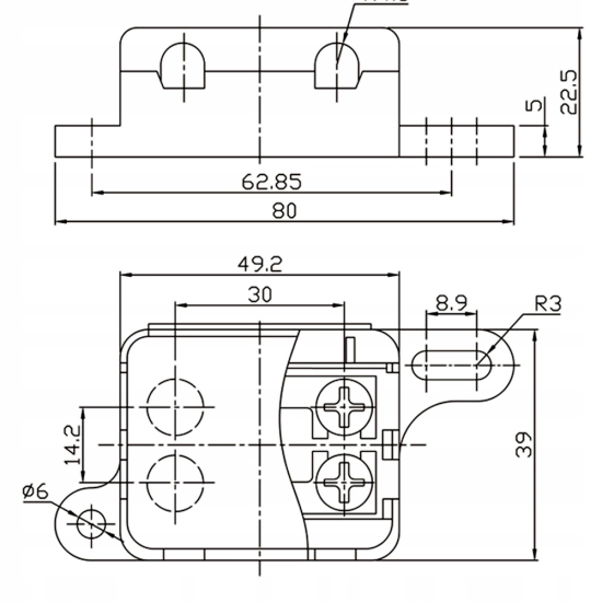 GNIAZDO OBUDOWA MIDI BEZPIECZNIKA MIDIVAL X2 200A
