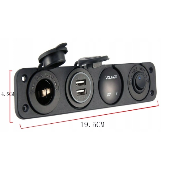PANEL 4x1 RAMKA USB GNIAZDO ZAPALNICZKI OBUDOWA