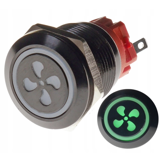 PRZYCISK WANDALOODPORNY 19mm WENTYLATOR 12V 3A Z