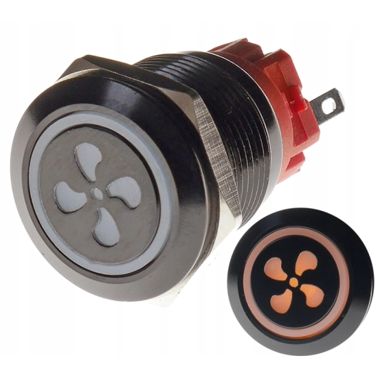 PRZYCISK WANDALOODPORNY 19mm WENTYLATOR 12V 3A P