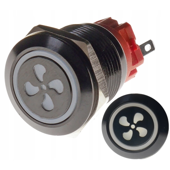 PRZYCISK WANDALOODPORNY 19mm WENTYLATOR 12V 3A C