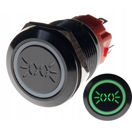 PRZYCISK WANDALOODPORNY 19mm ŚWIATŁA 12V 3A Z