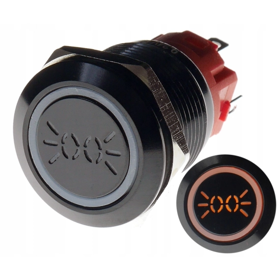 PRZYCISK WANDALOODPORNY 19mm ŚWIATŁA 12V 3A P