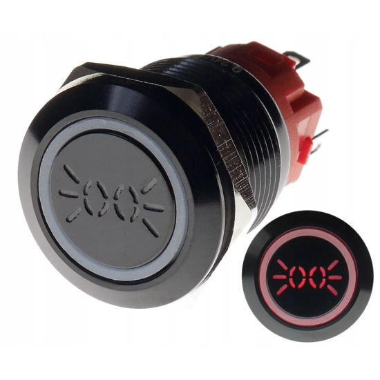 PRZYCISK WANDALOODPORNY 19mm ŚWIATŁA 12V 3A C