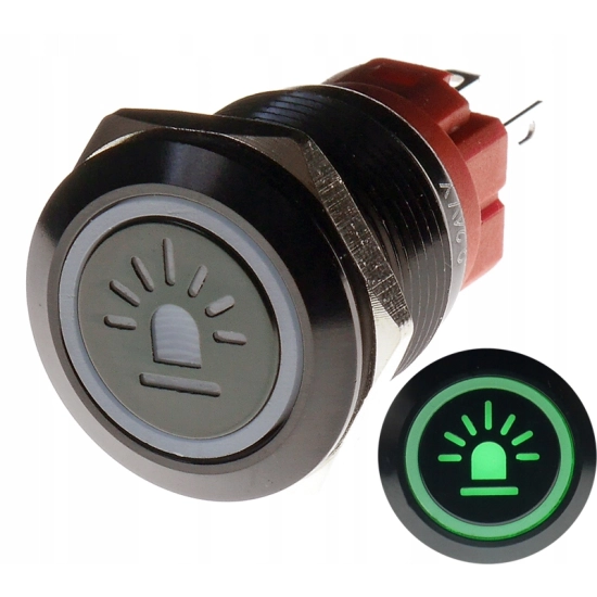 PRZYCISK WANDALOODPORNY 19mm KOGUT 12V 3A Z