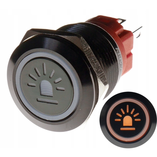 PRZYCISK WANDALOODPORNY 19mm KOGUT 12V 3A P