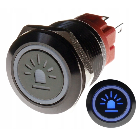 PRZYCISK WANDALOODPORNY 19mm KOGUT 12V 3A N