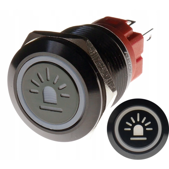PRZYCISK WANDALOODPORNY 19mm KOGUT 12V 3A B