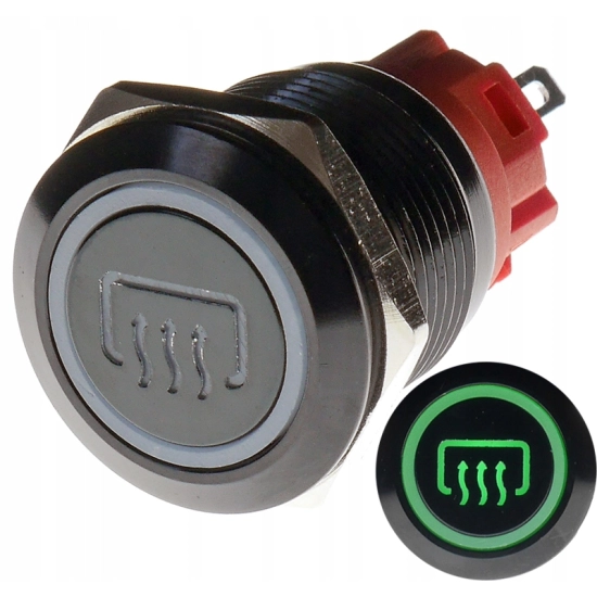 PRZYCISK WANDALOODPORNY 19mm GRZANIE SZYB 12V 3A Z