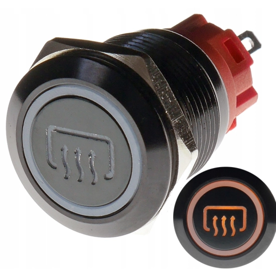PRZYCISK WANDALOODPORNY 19mm GRZANIE SZYB 12V 3A P