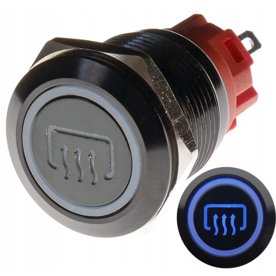PRZYCISK WANDALOODPORNY 19mm GRZANIE SZYB 12V 3A N