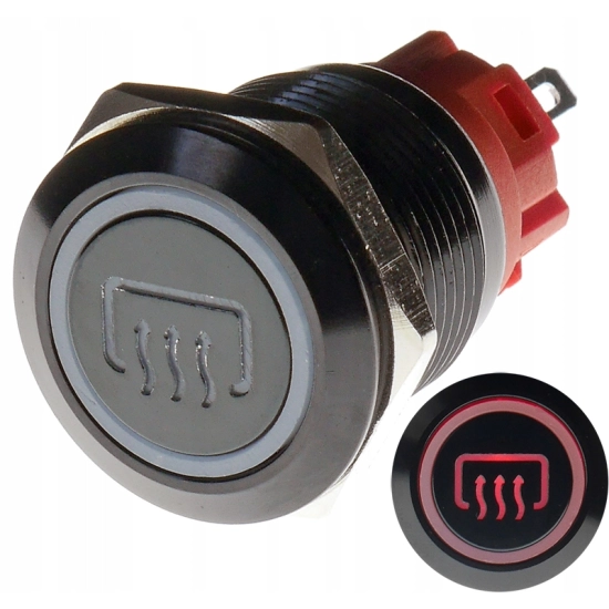 PRZYCISK WANDALOODPORNY 19mm GRZANIE SZYB 12V 3A C