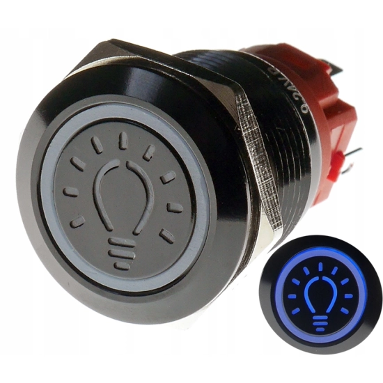 PRZYCISK WANDALOODPORNY 19mm LAMPA 12V 3A N