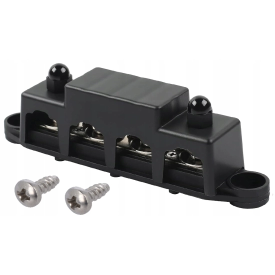 LISTWA BLOK MASY BUSBAR 250A SRUBY 4 x M8 ORAZ 3 x M4 MINUS