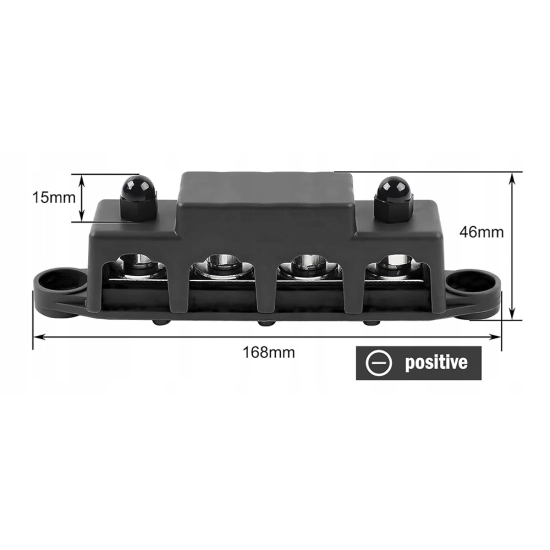 LISTWA BLOK MASY BUSBAR 250A SRUBY 4 x M8 ORAZ 3 x M4 MINUS
