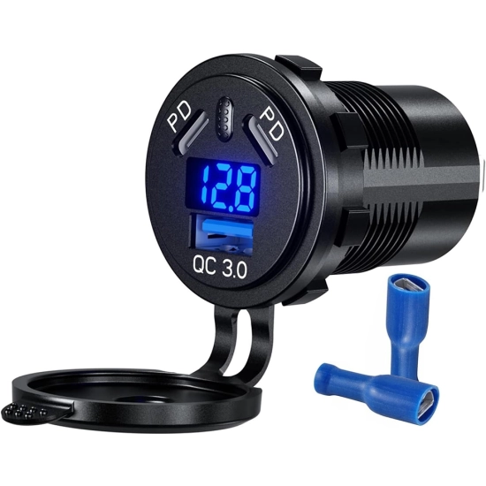 USB ŁADOWARKA 45 W PD TYP C QUICK CHARGE USB QC 3.0 WYŁĄCZNIK WOLTOMIERZ