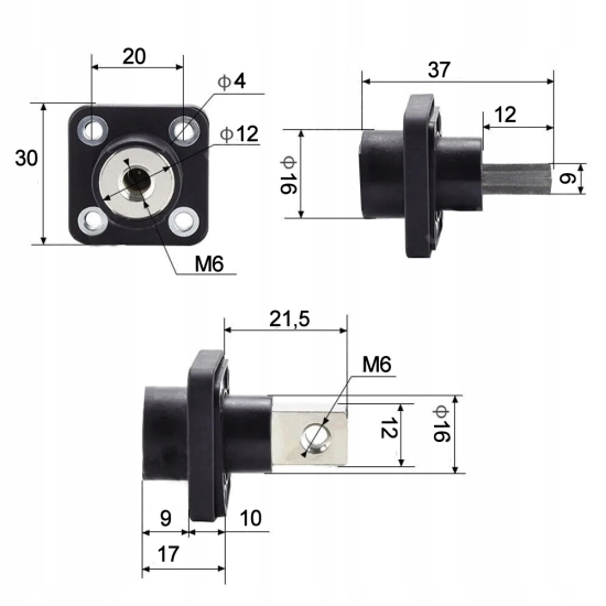 ZŁACZE BATERII 12V 120A SŁUPEK DYSTRYBUCYJNY BUSBAR M6 SOLAR FOTOWOLTAIKA