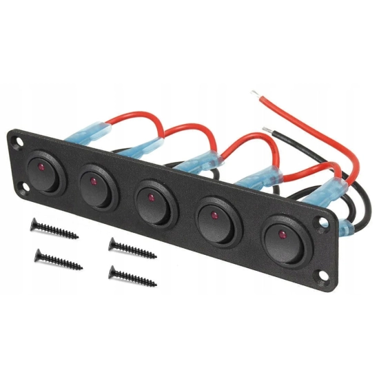 PRZEŁĄCZNIK PANEL ALUMINIUM WŁĄCZNIK SPST LED 12V 20A CZERWONY X5