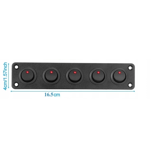 PRZEŁĄCZNIK PANEL ALUMINIUM WŁĄCZNIK SPST LED 12V 20A CZERWONY X5