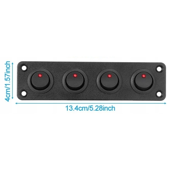PRZEŁĄCZNIK PANEL ALUMINIUM WŁĄCZNIK SPST LED 12V 20A CZERWONY X4