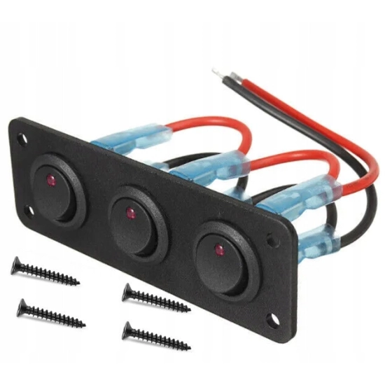 PRZEŁĄCZNIK PANEL ALUMINIUM WŁĄCZNIK SPST LED 12V 20A CZERWONY X3