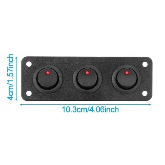 PRZEŁĄCZNIK PANEL ALUMINIUM WŁĄCZNIK SPST LED 12V 20A CZERWONY X3