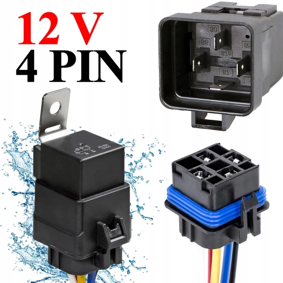 WIĄZKA PRZEKAŹNIKA PODSTAWA HERMETYCZNA GNIAZDO 4 PIN 12V 40A
