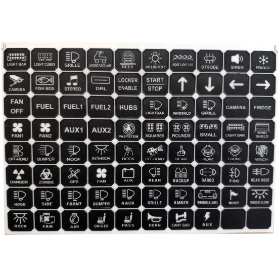 PANEL STEROWNIA 8 PRZEŁĄCZNIKÓW LED DIODA NIEBIESKA OFF ROAD NAKLEJKI KPL