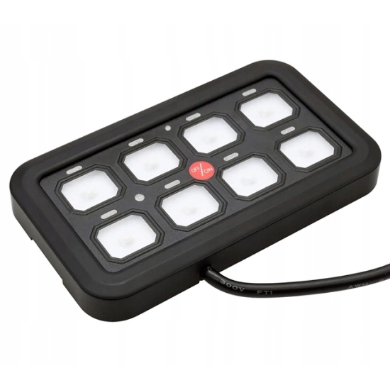 PANEL STEROWNIA 8 PRZEŁĄCZNIKÓW LED DIODA NIEBIESKA OFF ROAD NAKLEJKI KPL