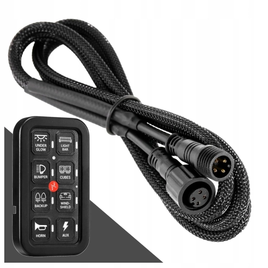 PANEL STEROWNIA 8 PRZEŁĄCZNIKÓW LED DIODA NIEBIESKA OFF ROAD NAKLEJKI KPL