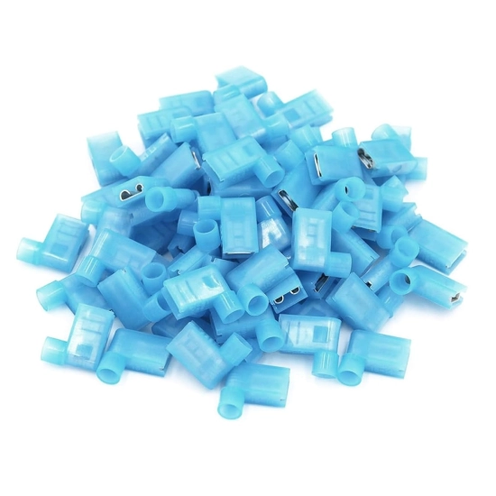 KONEKTOR 6,3 KĄTOWY ZEŃSKI NYLON IZOLOWANY NIEBIESKI 1,5-2,5 mm2 100 szt