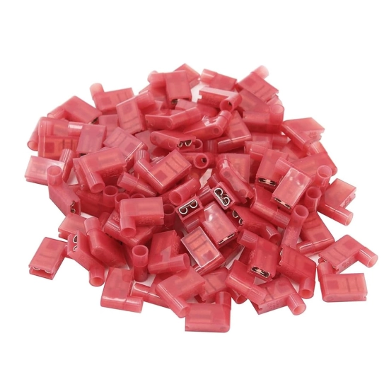 KONEKTOR 6,3 KĄTOWY ZEŃSKI NYLON IZOLOWANY CZERWONY 0,5-1,5 mm2 100 szt