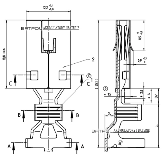 KONEKTOR PIN ZENSKI 9,5 VW 000979411E 000 979 411