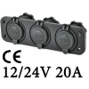 3 X GNIAZDO ZAPALNICZKI 12/24V 20A RAMKA