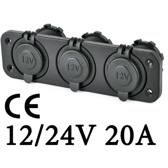 3 X GNIAZDO ZAPALNICZKI 12/24V 20A RAMKA