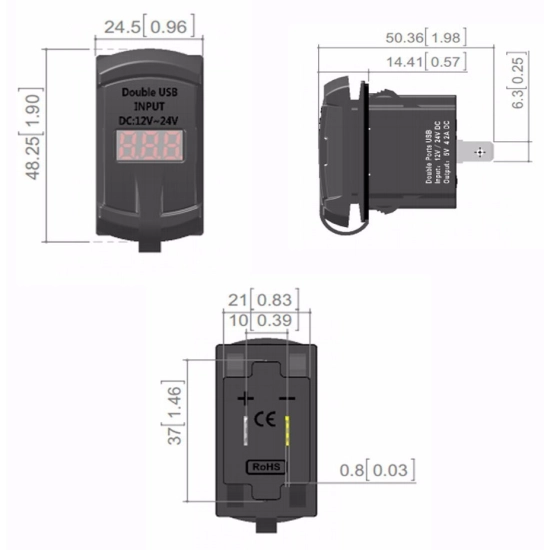 USB 4,2A SAMOCHODOWA LADOWARKA 12V WOLTOMIERZ P