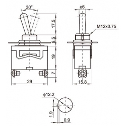 PRZELACZNIK 3 PIN METAL (ON/OFF/ON) 12-230V TS-300