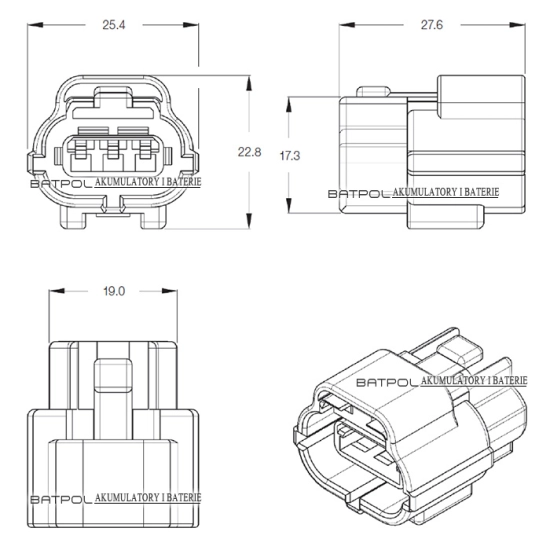GNIAZDO ZENSKIE ECONOSEAL 3 PIN ZLACZE KOSTKA