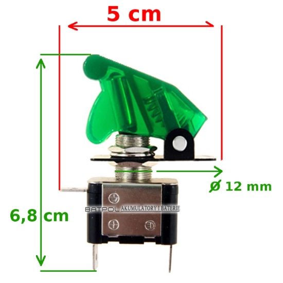 PRZELACZNIK TOPGUN TOP-GUN 12V ZIELONA DIODA