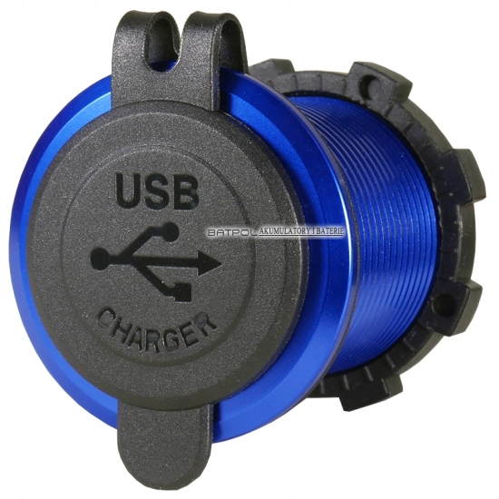 USB 5V 4,2A GNIAZDO ŁADOWARKA METALOWA 12V NIEB