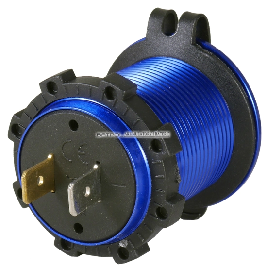 USB 5V 4,2A GNIAZDO ŁADOWARKA METALOWA 12V NIEB