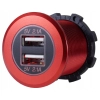 USB 5V 4,2A GNIAZDO ŁADOWARKA METALOWA 12V CZERW