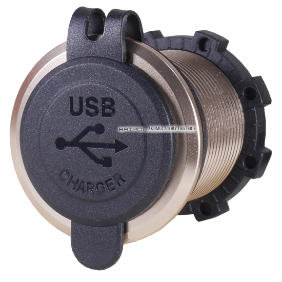 USB 5V 4,2A GNIAZDO ŁADOWARKA METALOWA 12V ZŁOTY