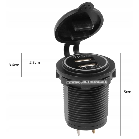 USB 5V 4,2A GNIAZDO ŁADOWARKA METALOWA 12V ZŁOTY