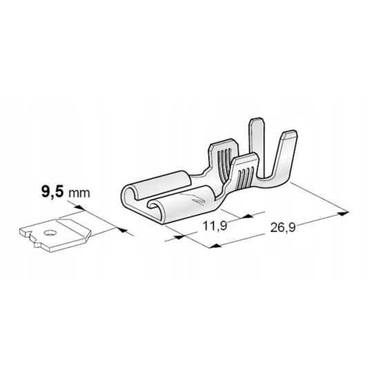 KONEKTOR PIN 9,5 ZENSKI NASUWKA Z ZACZEPEM 4-6mm2