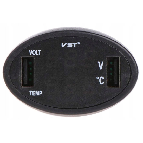 WOLTOMIERZ TERMOMETR ŁADOWARKA 2 x USB 2.1A 12/24V